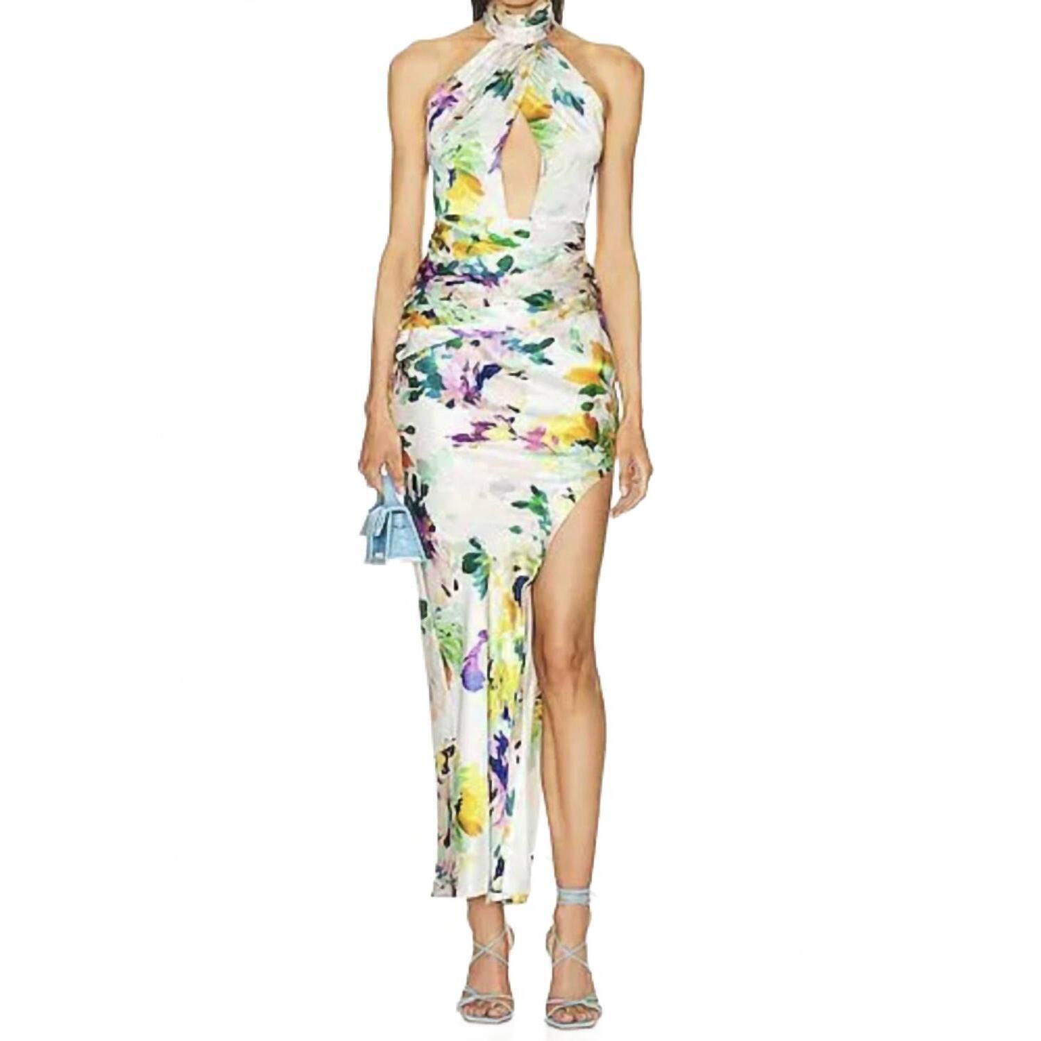New Nicholas Halter Cut Out Asymmetrical Gown In Green
